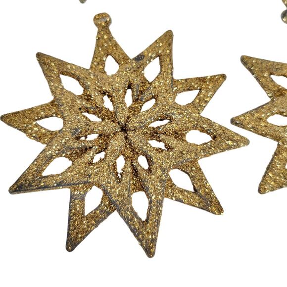 Lot 21 Glitter Snowflake Ornaments Gold Silver Christmas Tree Holiday Decor - Picture 7 of 16
